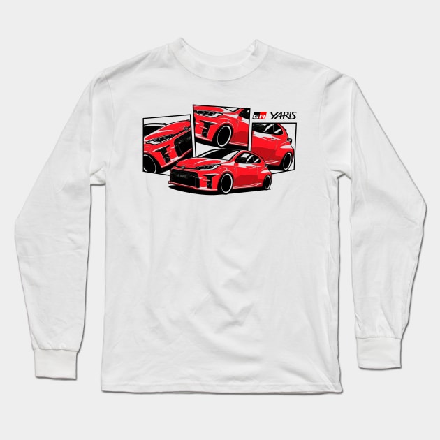 Toyota GR Yaris Red, JDM Car Long Sleeve T-Shirt by T-JD